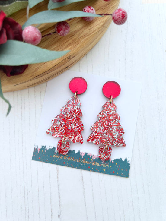 Festive Christmas Tree Dangle Earrings
