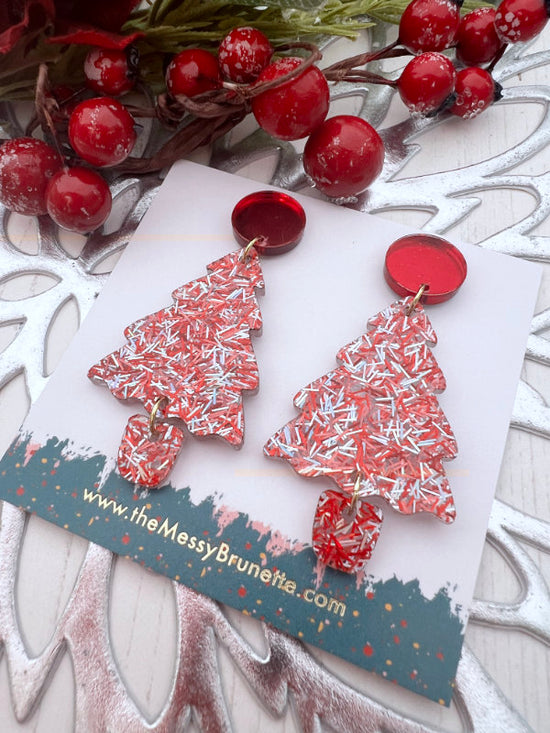 Festive Christmas Tree Dangle Earrings
