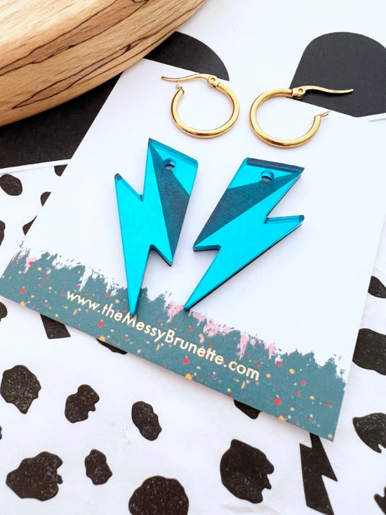 Turquoise Bolt Hoop Earrings