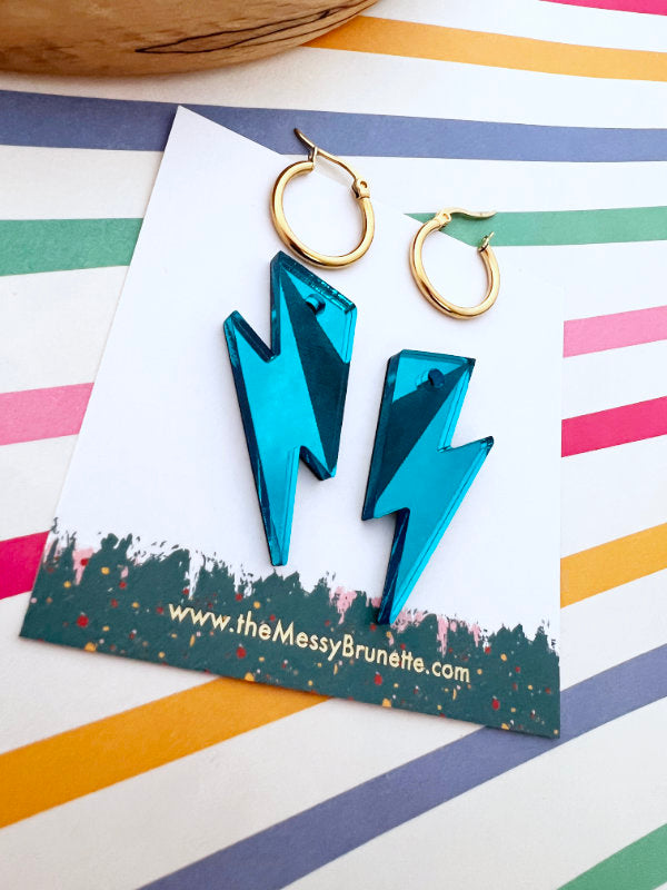 Turquoise Bolt Hoop Earrings