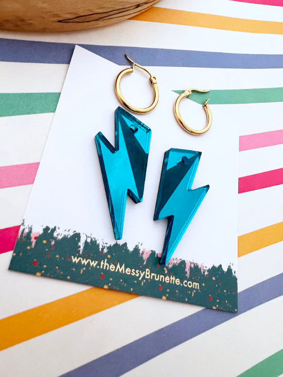 Turquoise Bolt Hoop Earrings