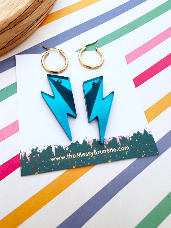 Turquoise Bolt Hoop Earrings