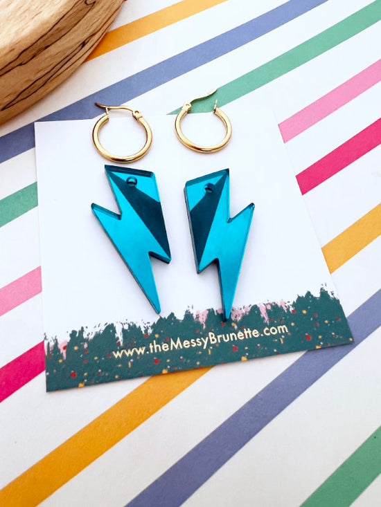 Turquoise Bolt Hoop Earrings