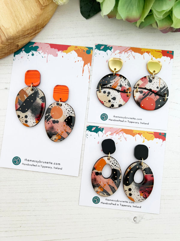 Painted Abstract Earrings in 3 Styles