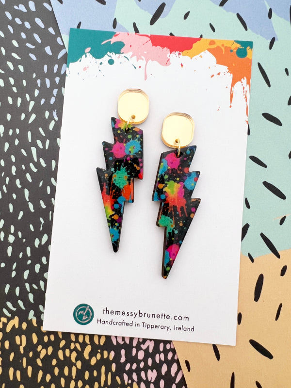 Colourful Lightening Bolt Earrings in 2 Styles