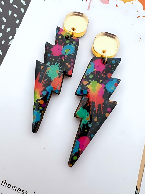 Colourful Lightening Bolt Earrings in 2 Styles