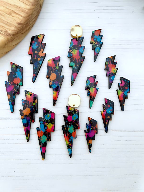 Colourful Lightening Bolt Earrings in 2 Styles