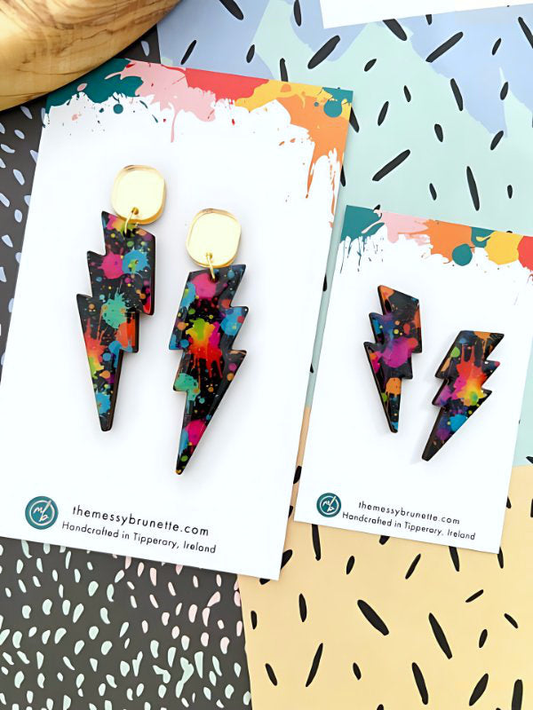 Colourful Lightening Bolt Earrings in 2 Styles