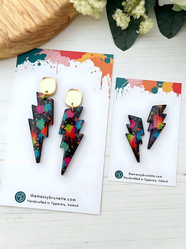 Colourful Lightening Bolt Earrings in 2 Styles