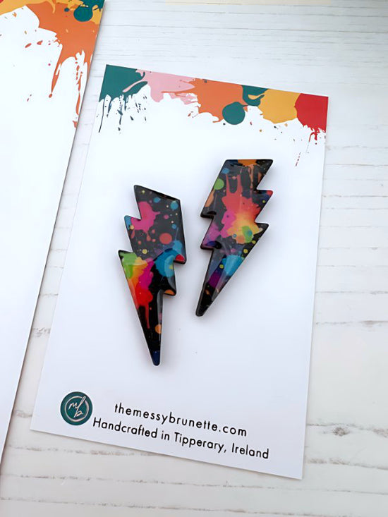 Colourful Lightening Bolt Earrings in 2 Styles