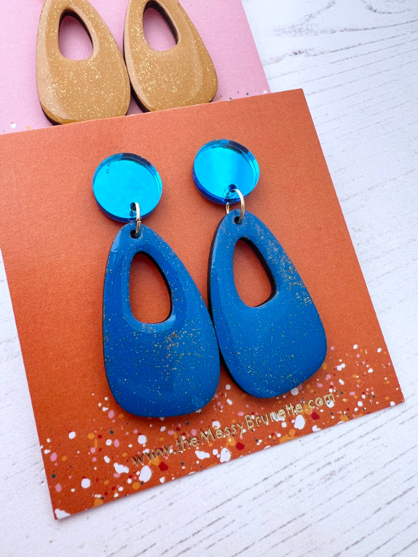 colour pop blue earrings by the messy brunette jewellery brand in Ireland