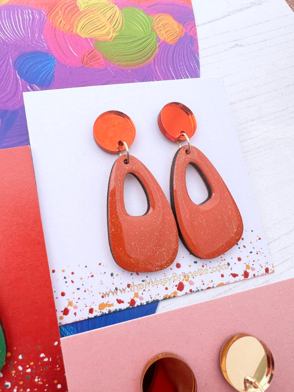 colour pop orange earrings by the messy brunette jewellery brand in Ireland