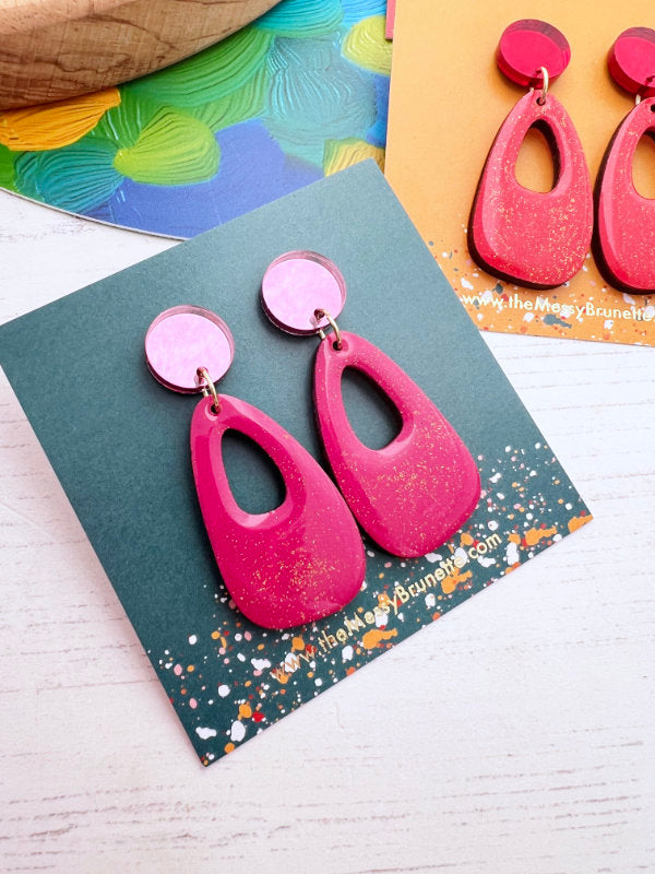 colour pop pink earrings by the messy brunette jewellery brand in Ireland