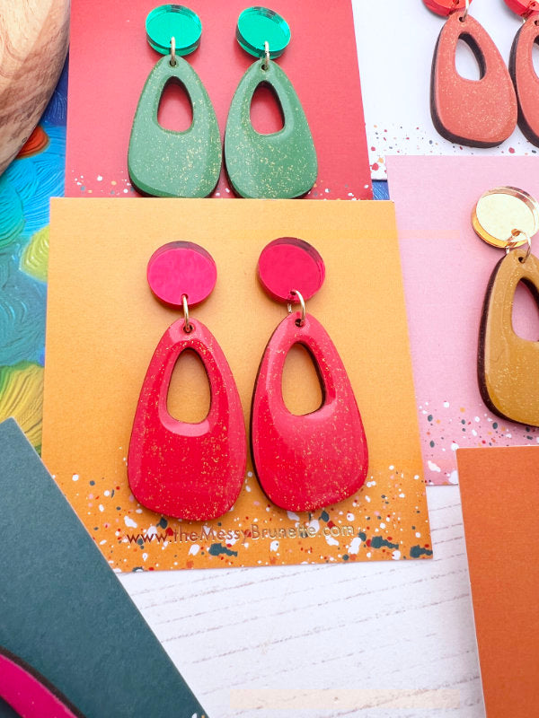 colour pop red earrings by the messy brunette jewellery brand in Ireland