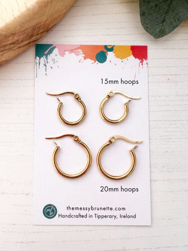 Huggie Hoops earrings 15mm Hoops The Messy Brunette
