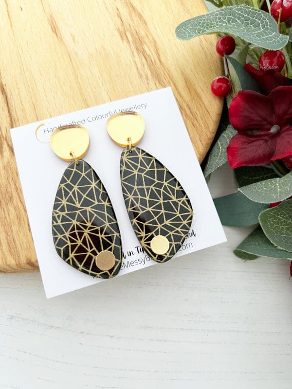 Black & Gold Geometric Style Earrings Earrings The Messy Brunette