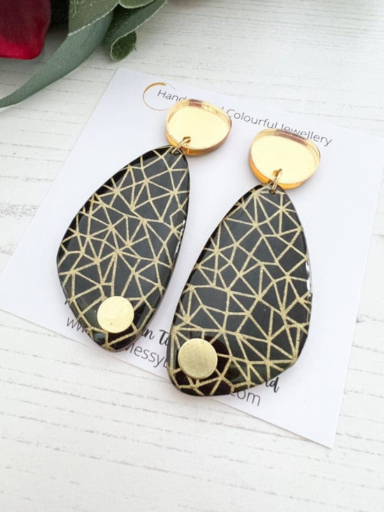 Black & Gold Geometric Style Earrings Earrings The Messy Brunette