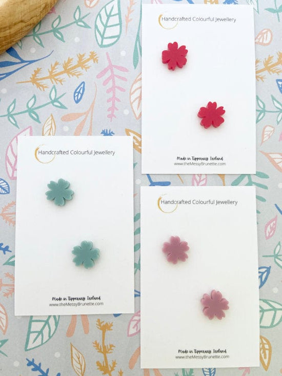 Blossom Flower Mini Studs in 3 Colours Jewelry The Messy Brunette