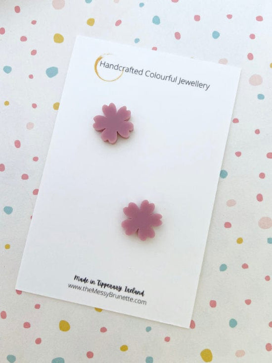 Blossom Flower Mini Studs in 3 Colours Jewelry Pink The Messy Brunette