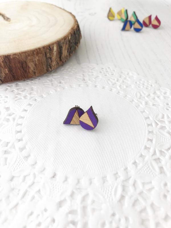 bright colourful everyday stud earrings in purple