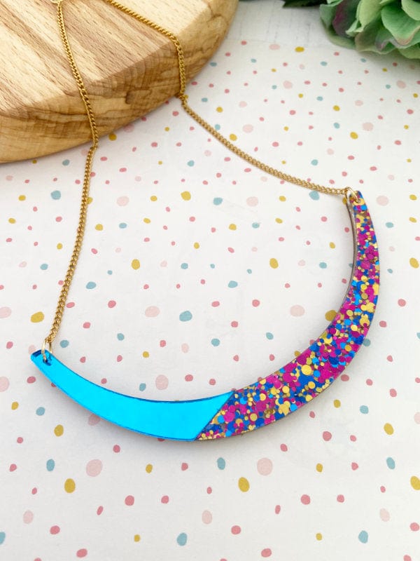 Choker Style Necklace in 2 Styles Necklaces Style 1 - Blue+Confetti The Messy Brunette