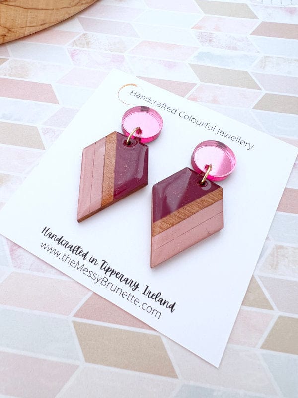 Colour Block Dangle Earrings Jewelry Plum + Pink The Messy Brunette