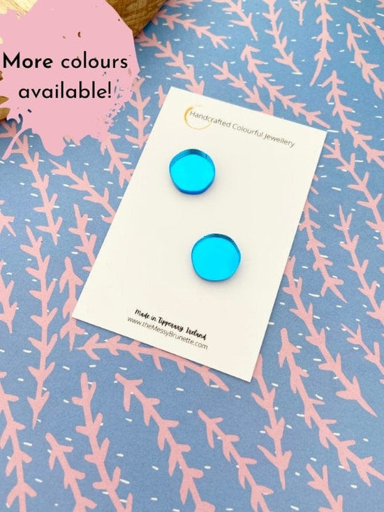 Load image into Gallery viewer, Colour Pop Wonky Stud Earrings in 6 Colours Earrings Sky Blue The Messy Brunette
