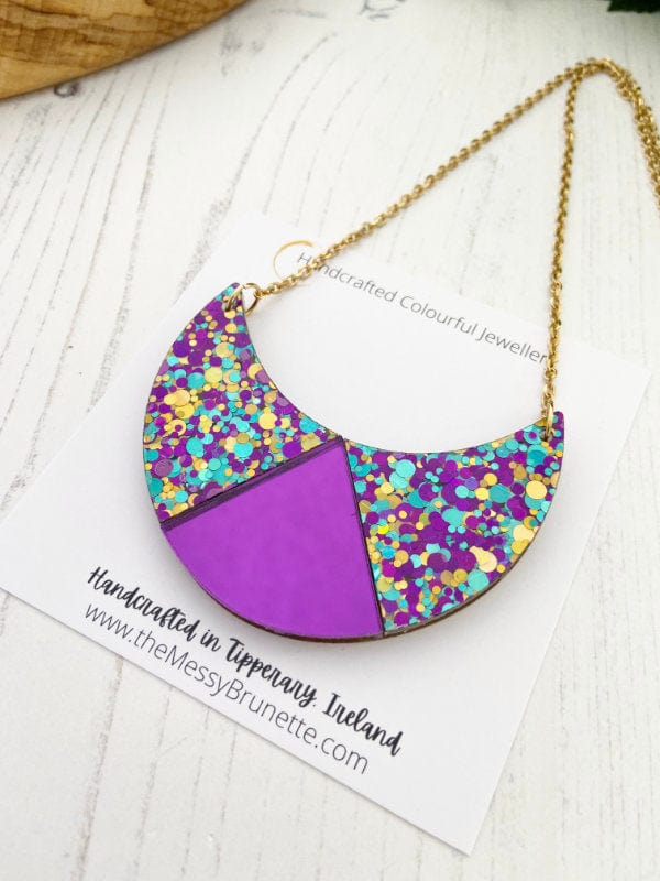 Colourful Acrylic Arch Necklaces in 3 Styles Necklaces Style 2 - Violet + Confetti Acrylics The Messy Brunette