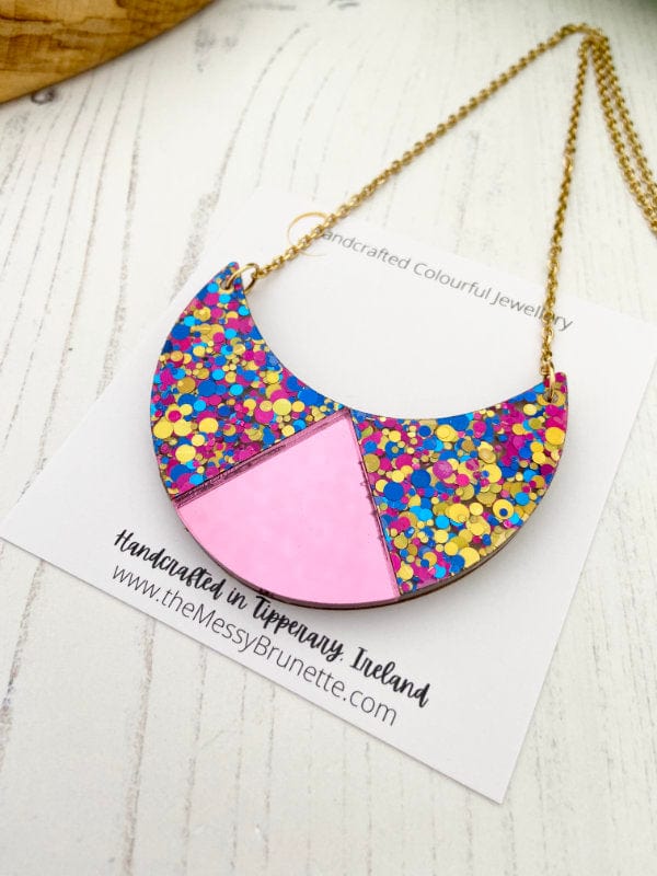 Colourful Acrylic Arch Necklaces in 3 Styles Necklaces Style 1 - Pink + Confetti Acrylics The Messy Brunette