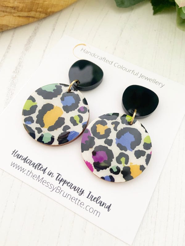Colourful Leopard Print Drop Earrings Earrings Circle Shape The Messy Brunette