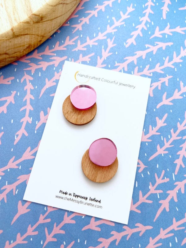 Colourful Dotty Studs in Pink Blue & Green Jewelry Pink The Messy Brunette