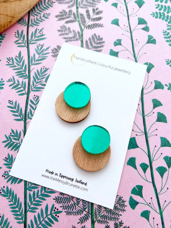 Colourful Dotty Studs in Pink Blue & Green Jewelry Green The Messy Brunette