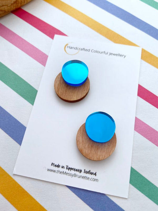 Colourful Dotty Studs in Pink Blue & Green Jewelry Blue The Messy Brunette