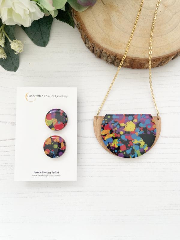 Colourful Splatter Necklace & Earring Jewellery Set Jewelry Sets The Messy Brunette