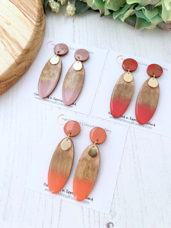 Load image into Gallery viewer, Long Oval Hand Painted Earrings Earrings The Messy Brunette
