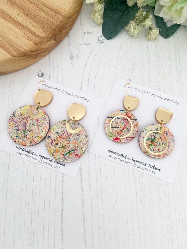 Load image into Gallery viewer, Multi Colour Paint Splatter Earrings Jewelry The Messy Brunette
