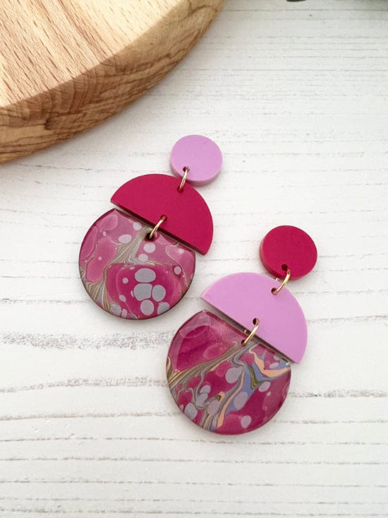 Raspberry & Lilac Marble Earrings earrings The Messy Brunette