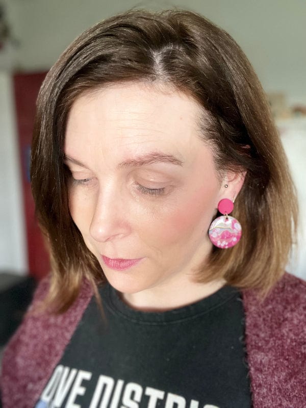 Raspberry & Lilac Marble Earrings earrings The Messy Brunette