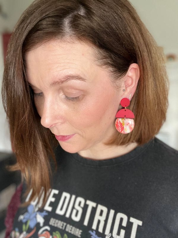 Red & Pink Leaf Earrings Earrings The Messy Brunette