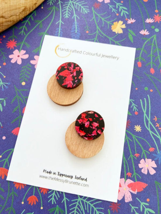 Round Dot Studs in Red, Green & Purple Lasercut Round Dots Glitzy Red The Messy Brunette
