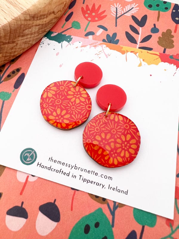 Load image into Gallery viewer, Small Orange &amp;amp; Red Earrings earrings The Messy Brunette
