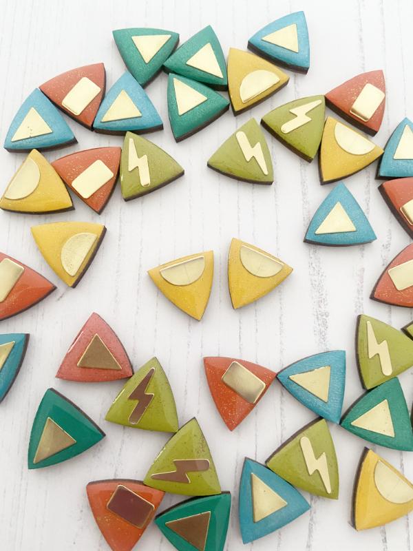 Yellow Triangle Stud Earrings Colourful Geometric Triangle Stud Earrings The Messy